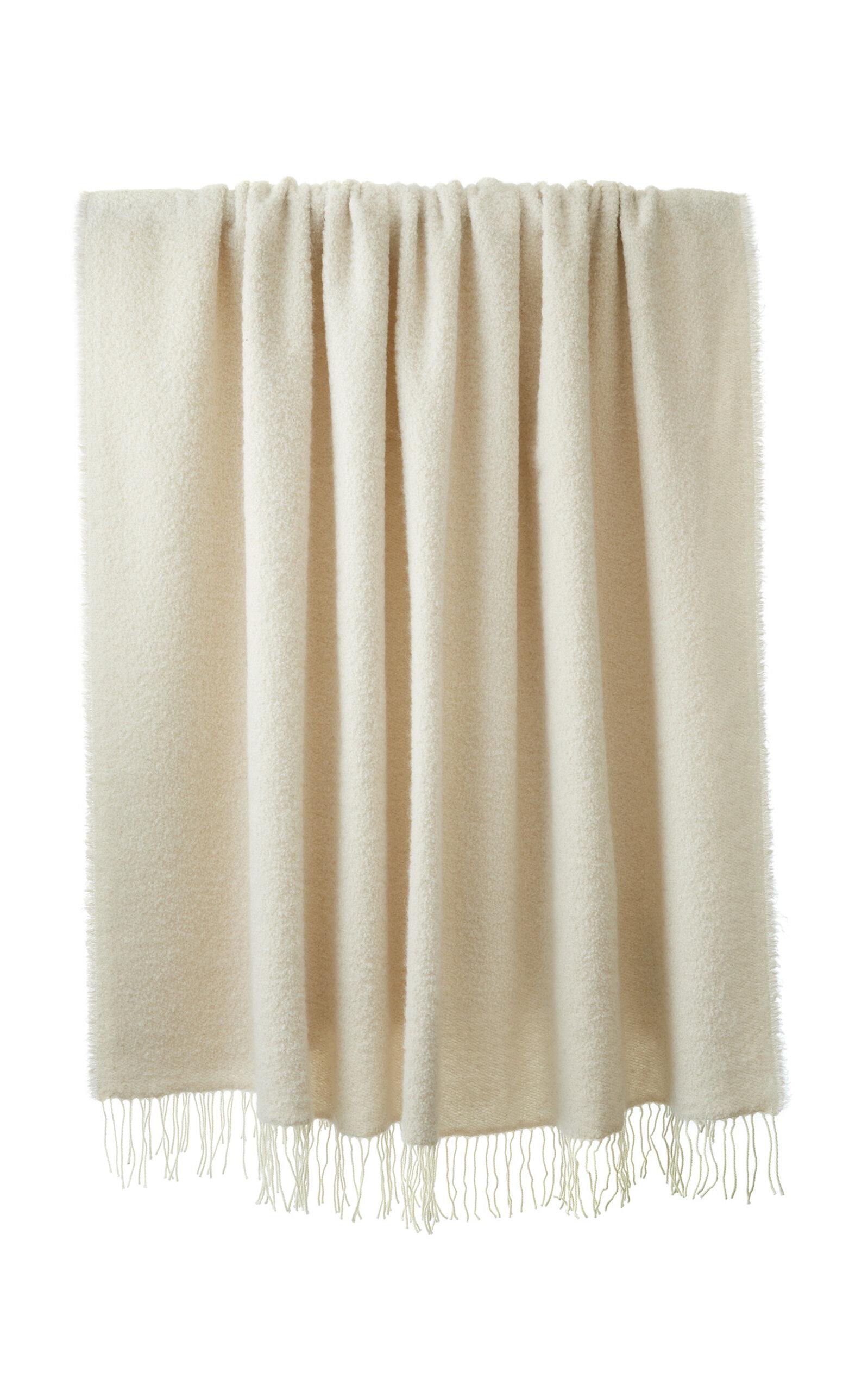 Principal’s Daughter - Fringe Bouclé Throw Cloud - Ivory - Moda Operandi by PRINCIPAL'S DAUGHTER