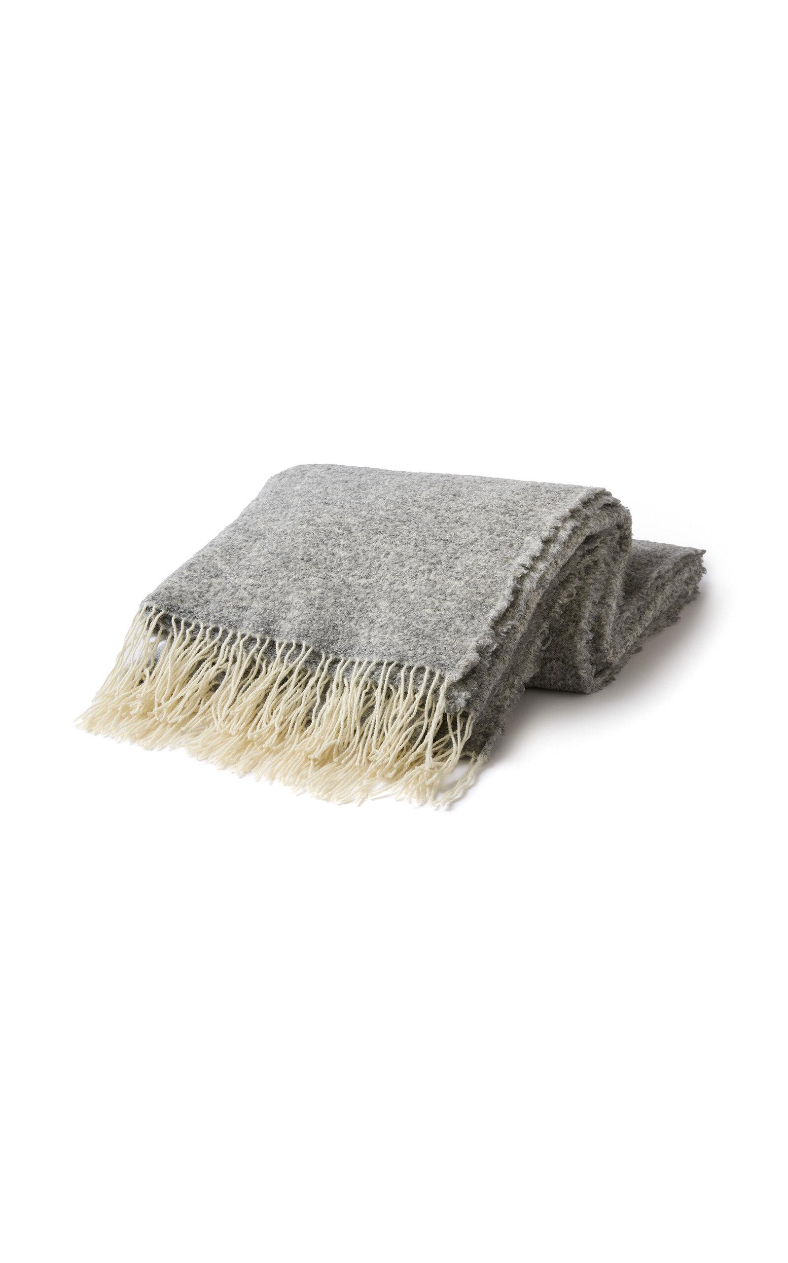 Principal’s Daughter - Fringe Bouclé Throw - Light Grey - Moda Operandi by PRINCIPAL'S DAUGHTER