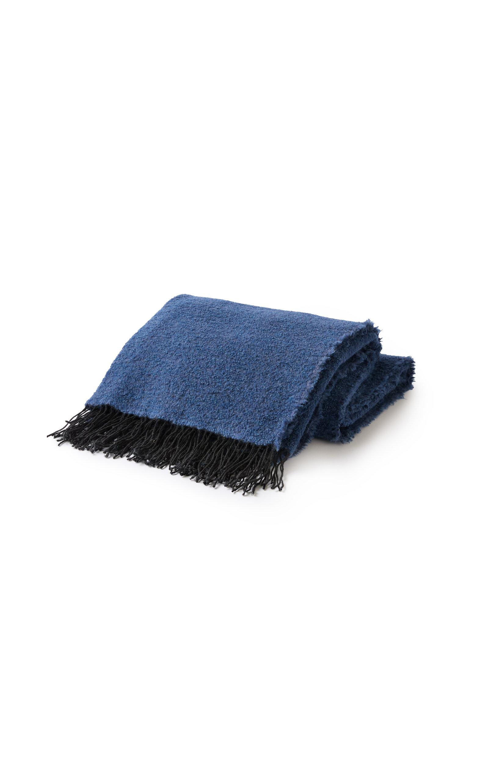 Principal’s Daughter - Fringe Bouclé Throw - Royal Blue - Moda Operandi by PRINCIPAL'S DAUGHTER