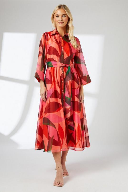 Abstract Organza Contrast Shirt Dress by PRINCIPLES