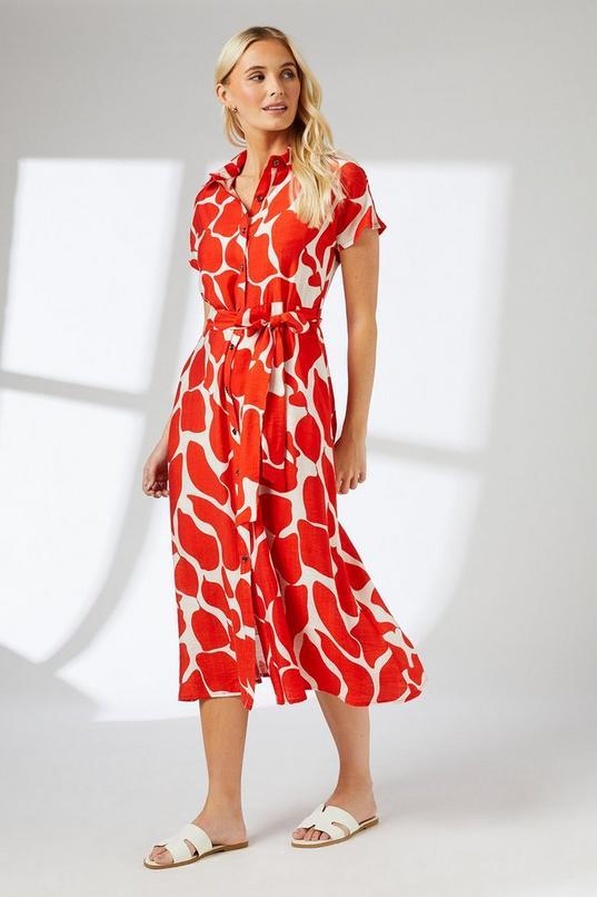 Abstract Print Button Through Shirt Dress by PRINCIPLES