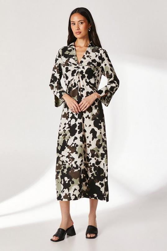 Animal Print Twist Waist Shirt Dress by PRINCIPLES