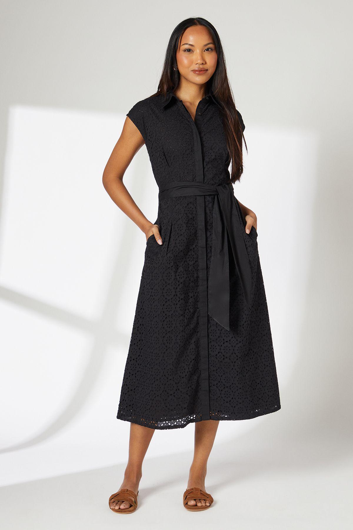 Broderie Tie Waist Midi Shirt Dress by PRINCIPLES