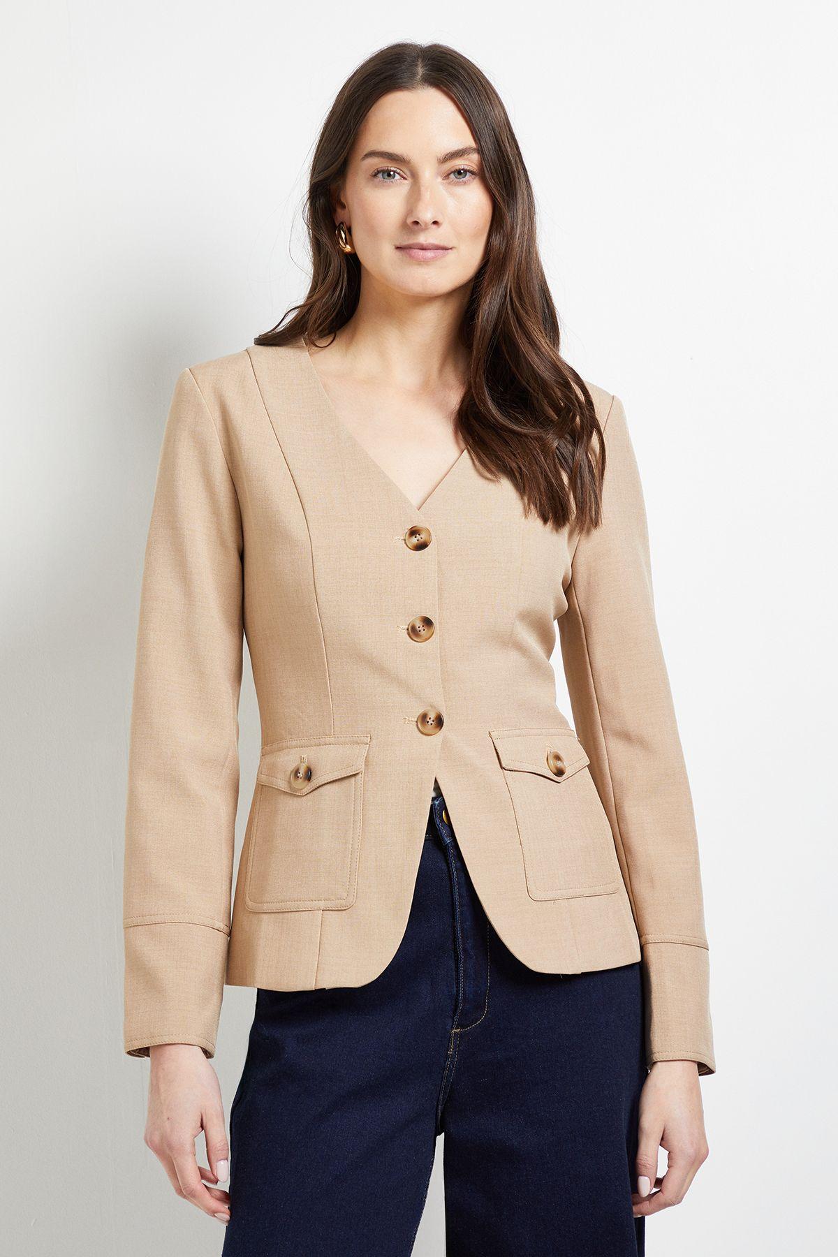 Collarless Pocket Detail Blazer by PRINCIPLES