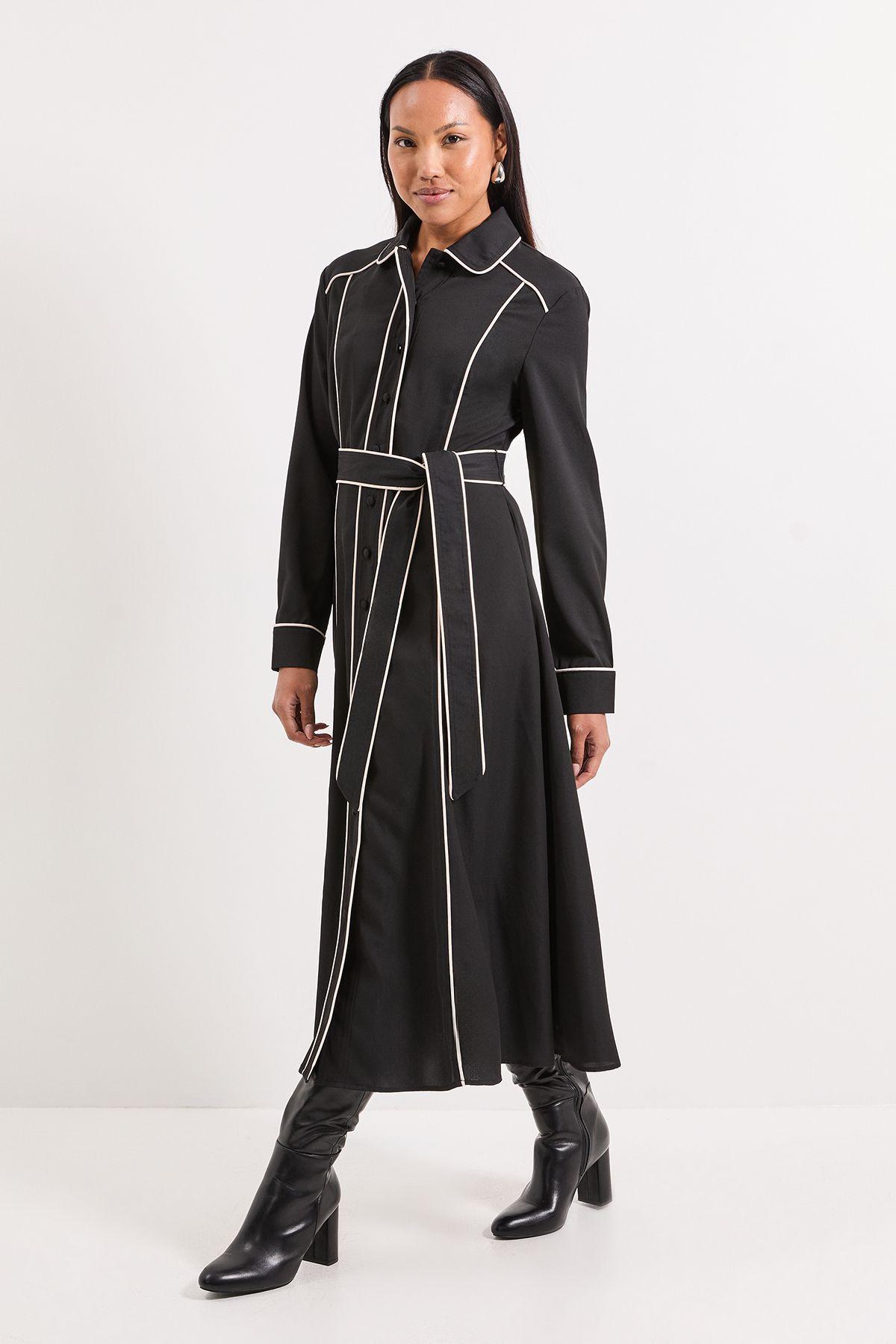 Contrast Belted Midi Shirt Dress by PRINCIPLES