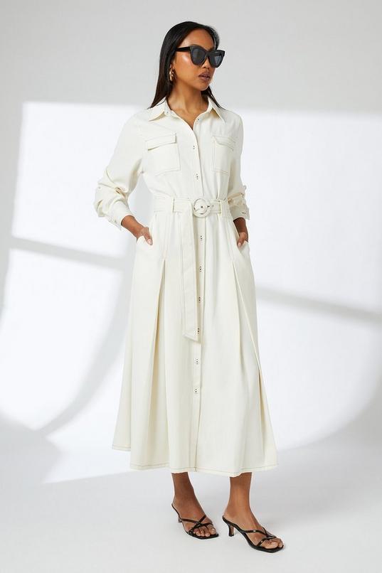 Contrast Stitch Belted Utility Dress by PRINCIPLES