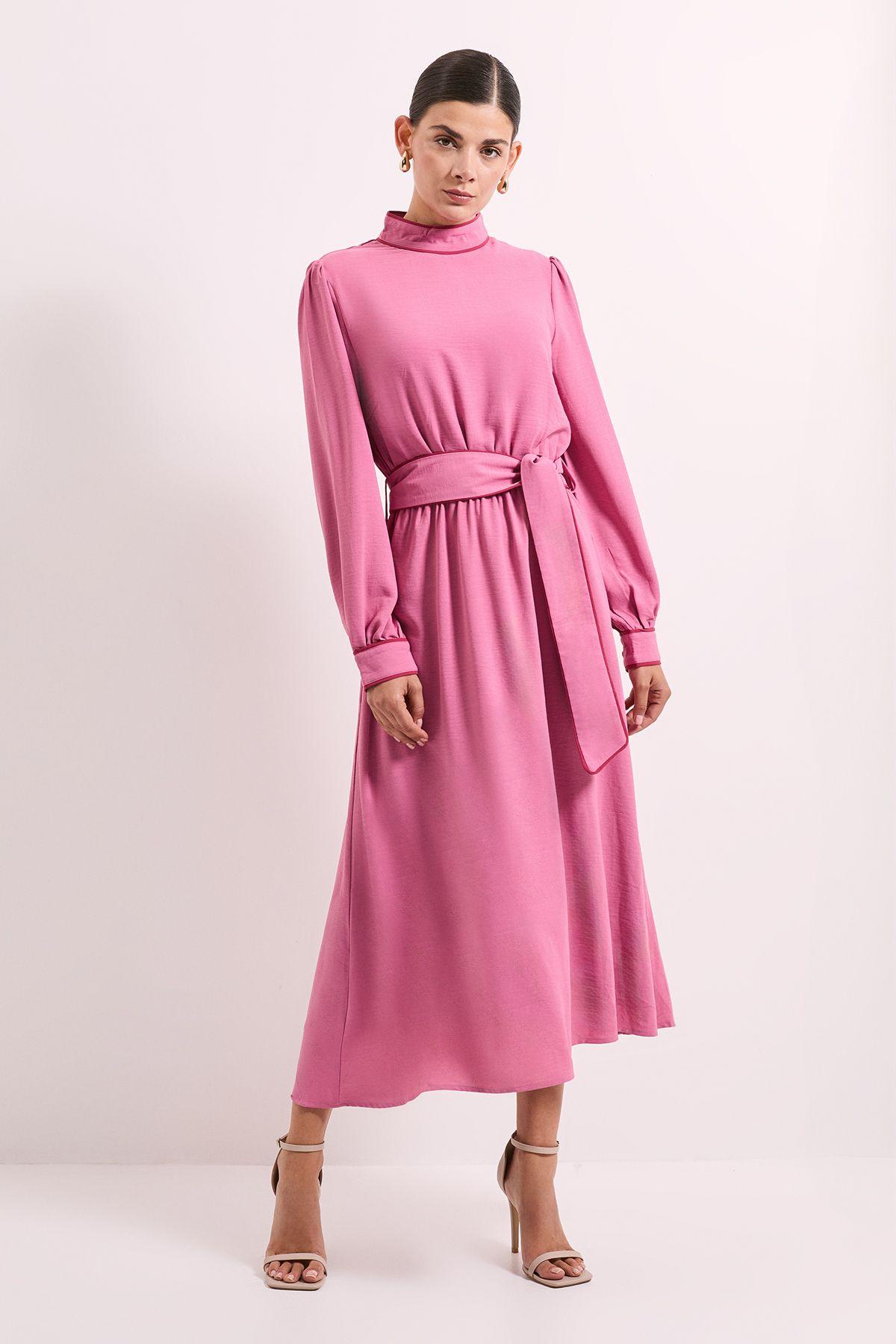 Crepe Contrast Collar Midi Dress by PRINCIPLES