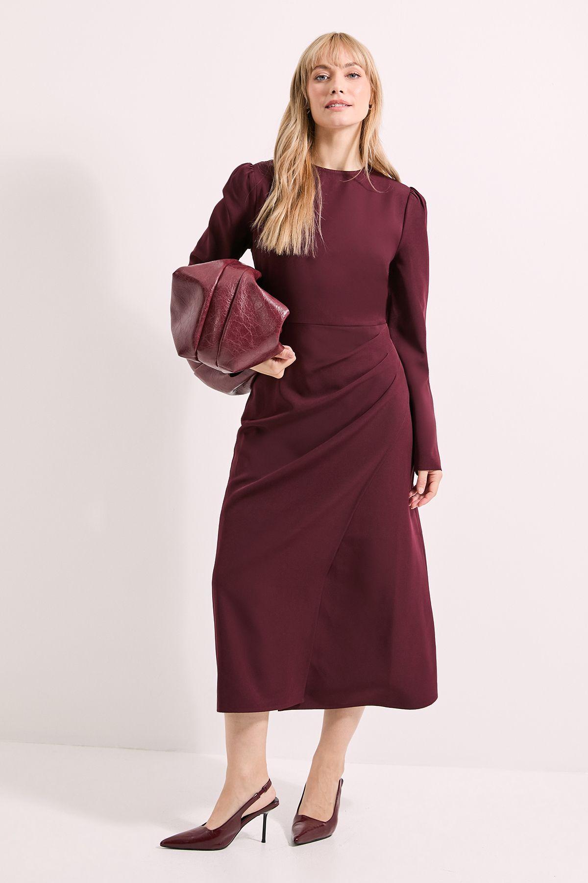 Crepe Pleat Detail Midi Dress by PRINCIPLES
