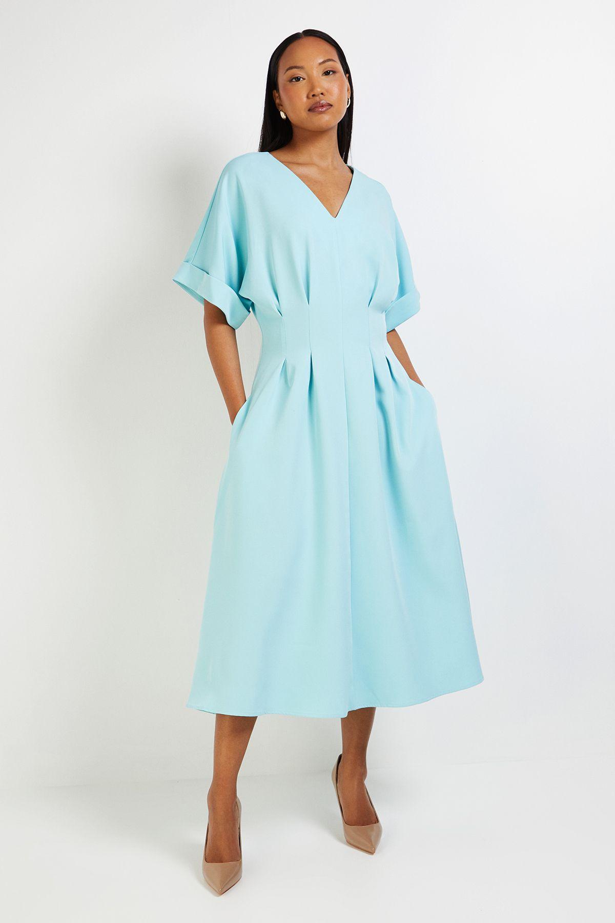 Crepe Pleat Waist Fit & Flare Midi Dress by PRINCIPLES