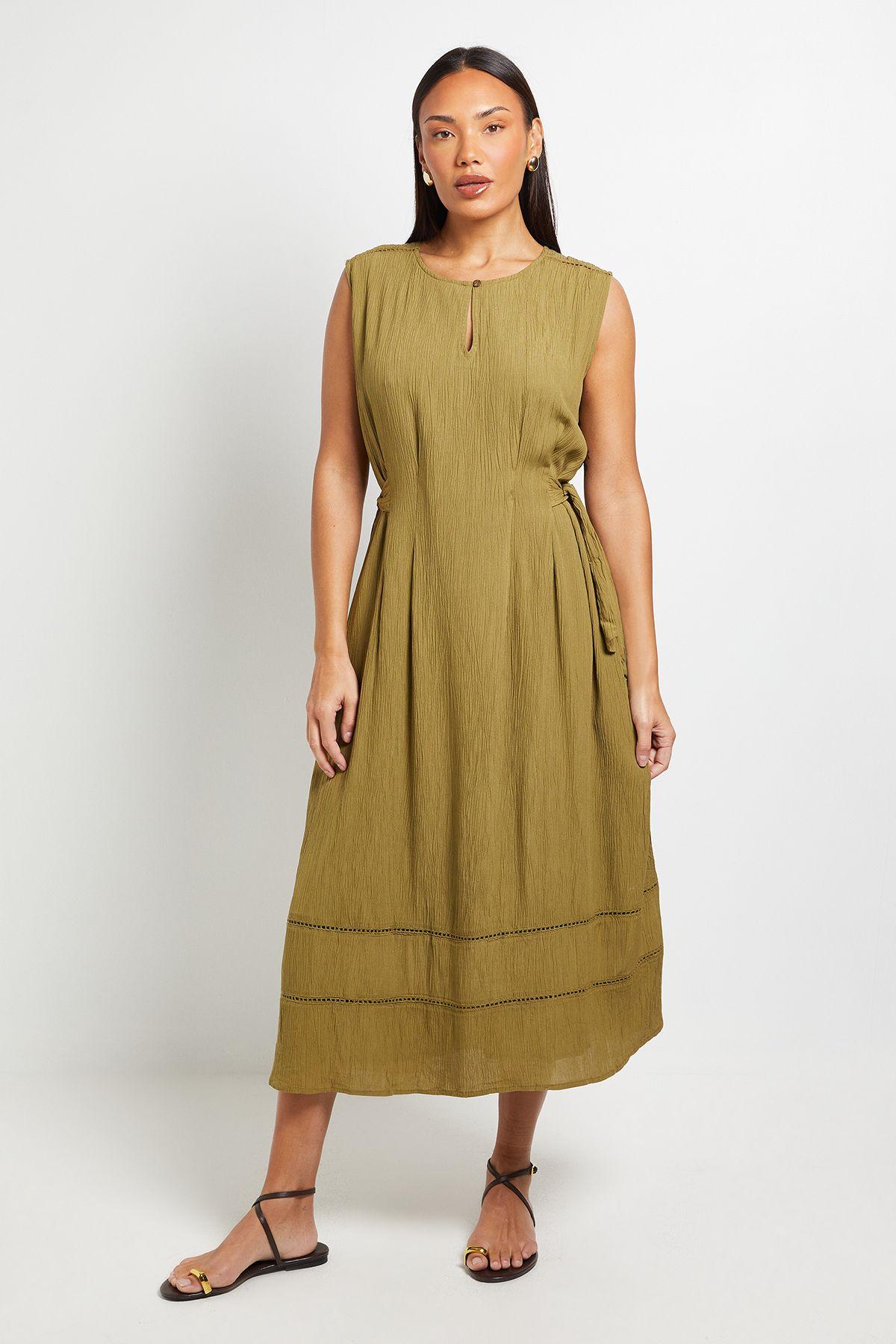 Crinkle Viscose Tie Midi Dress by PRINCIPLES