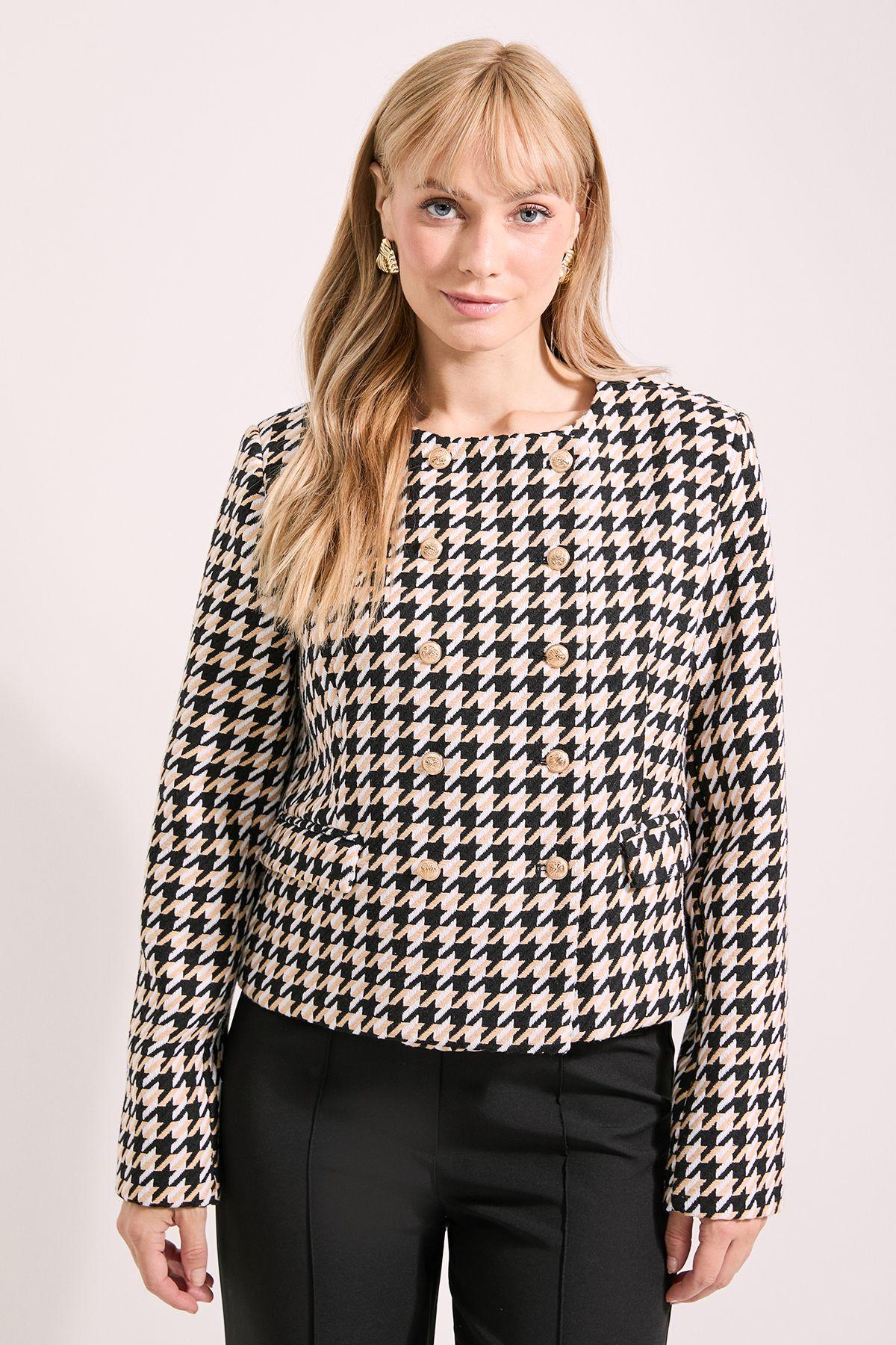 Dogtooth Boxy Fit Utility Jacket by PRINCIPLES
