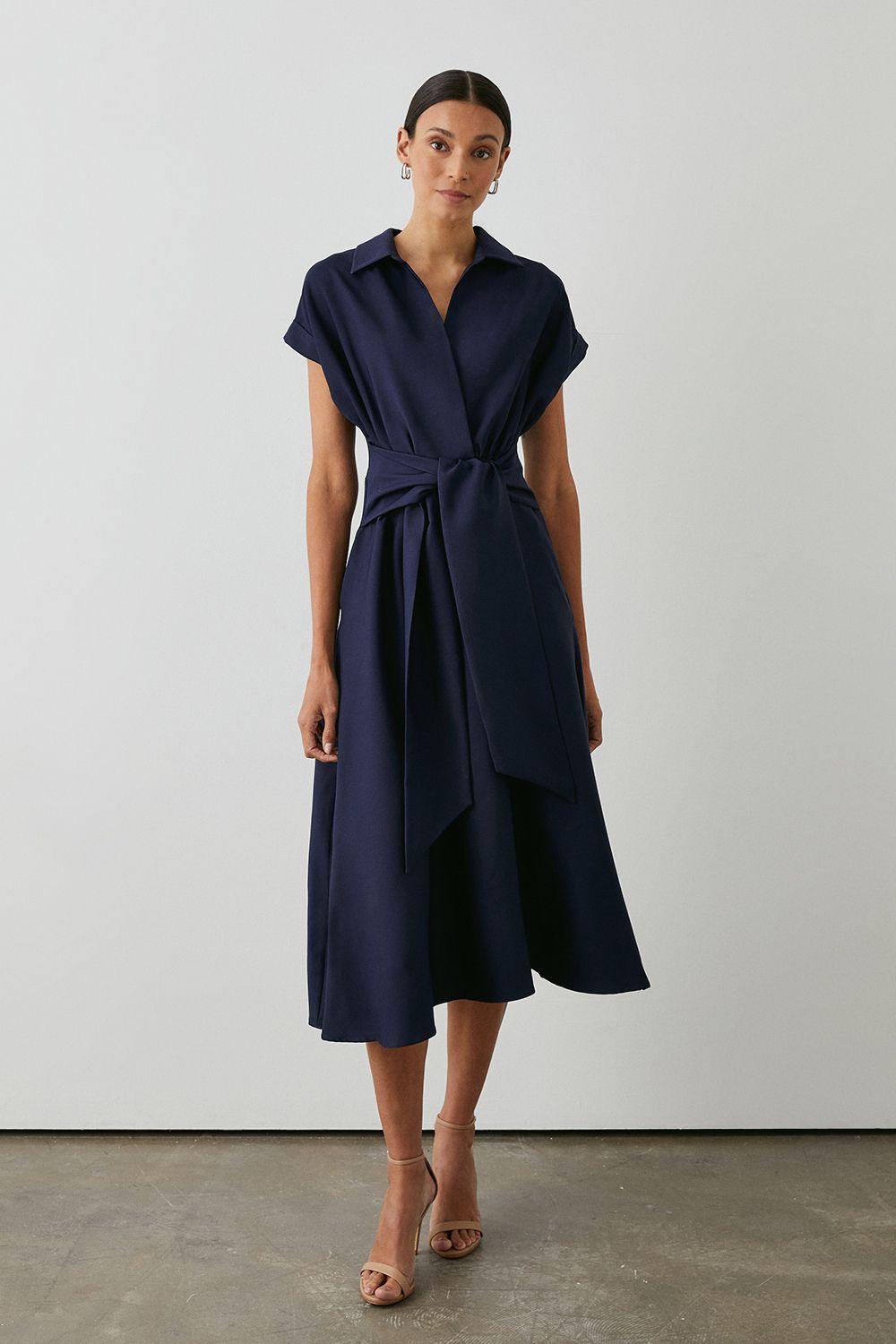 Front Tie Shirt Midi Dress by PRINCIPLES