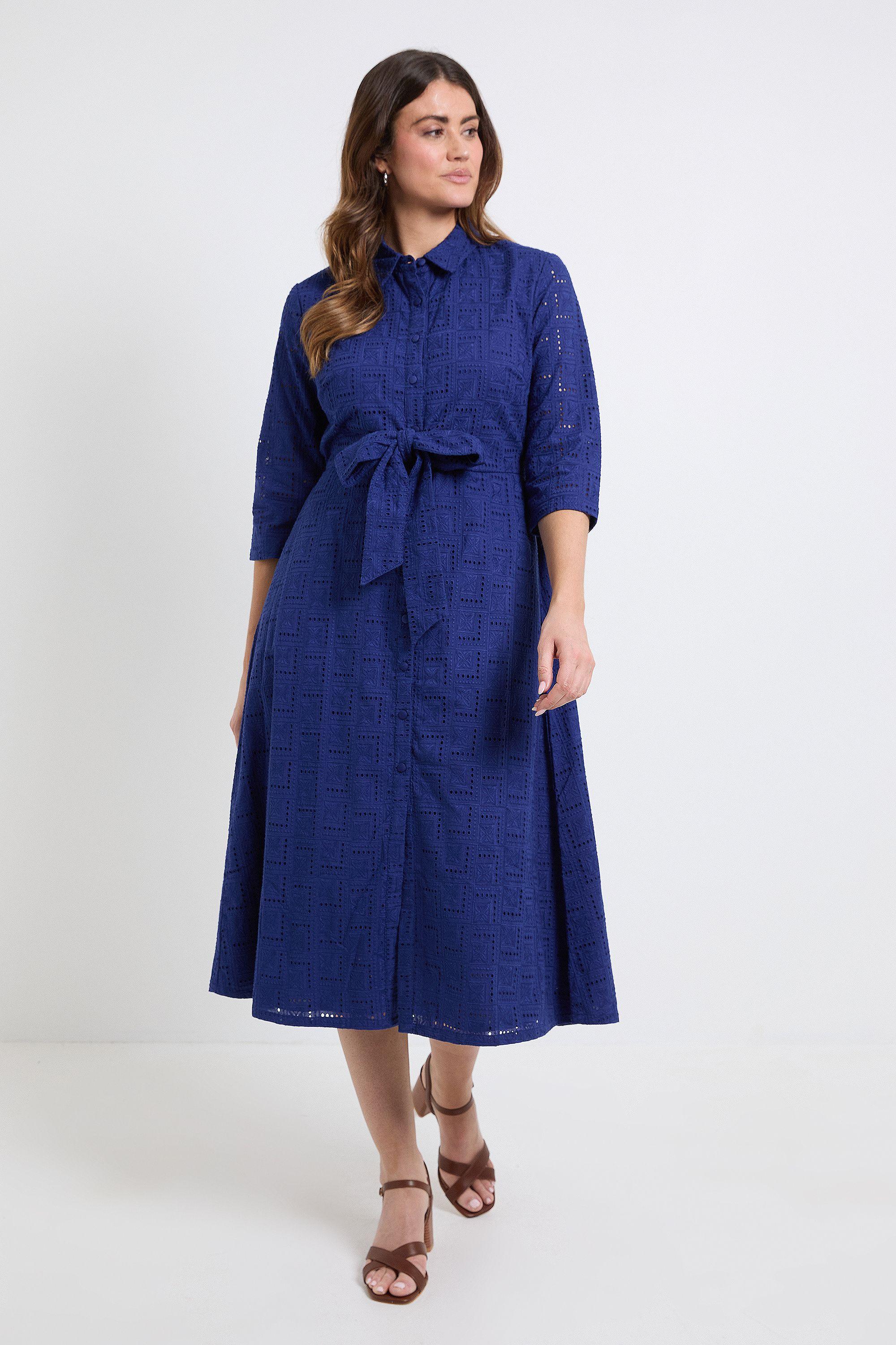 Geo Broderie Tie Front Midi Shirt Dress by PRINCIPLES