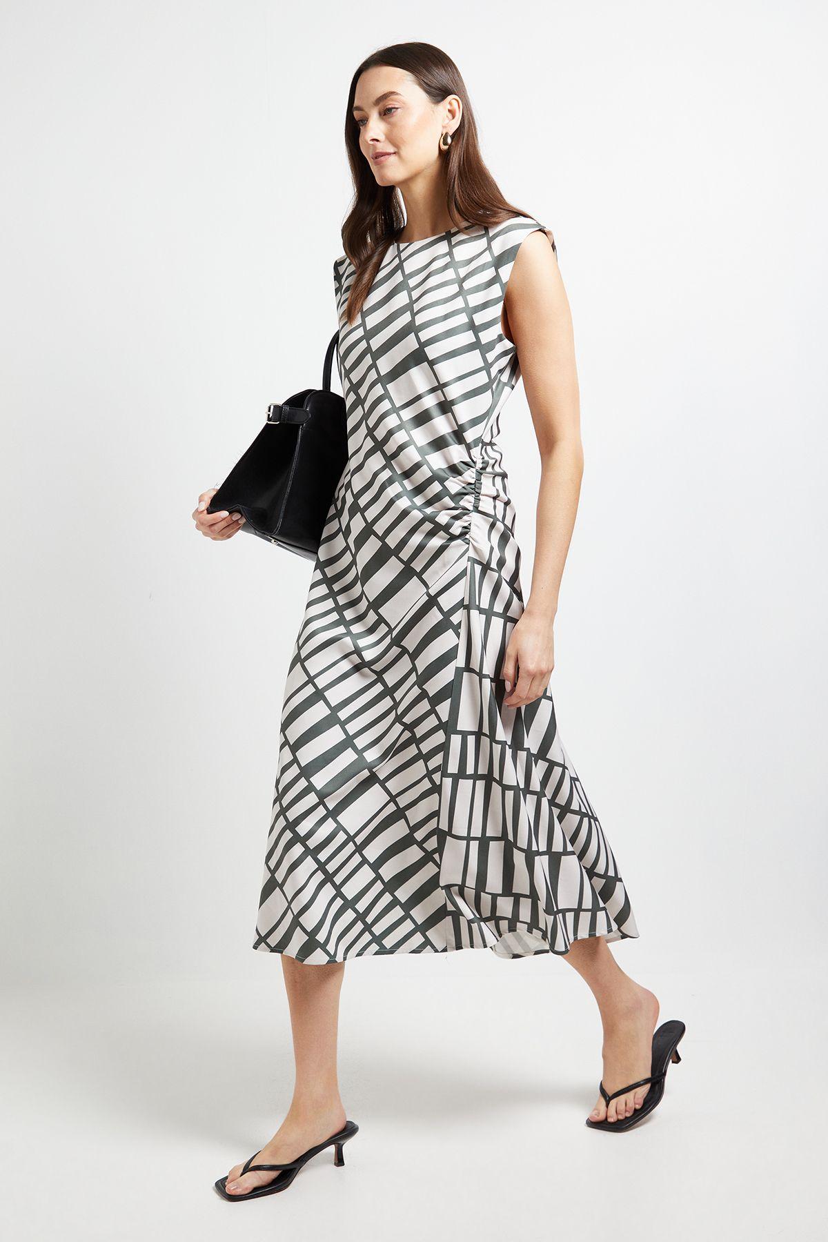 Geo Ruched Sleeveless Midi Dress by PRINCIPLES
