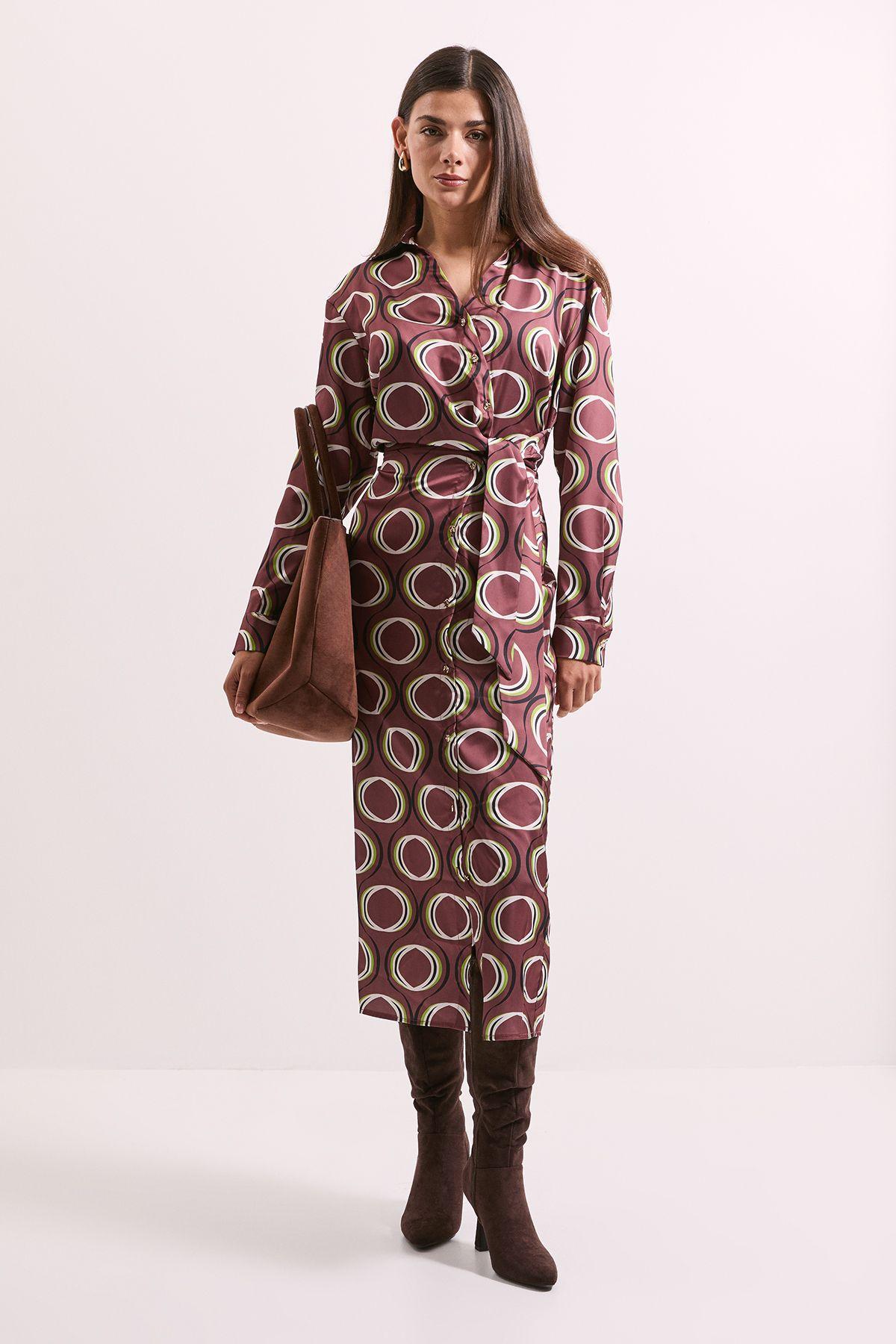 Geo Satin Collar Midi Dress by PRINCIPLES