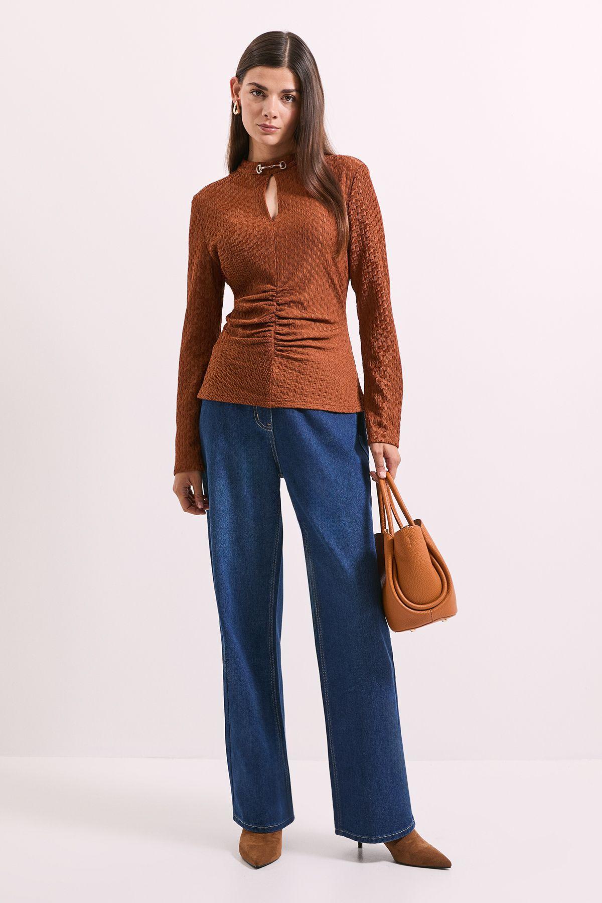 High Neck Trim Detail Crinkle Jersey Top by PRINCIPLES