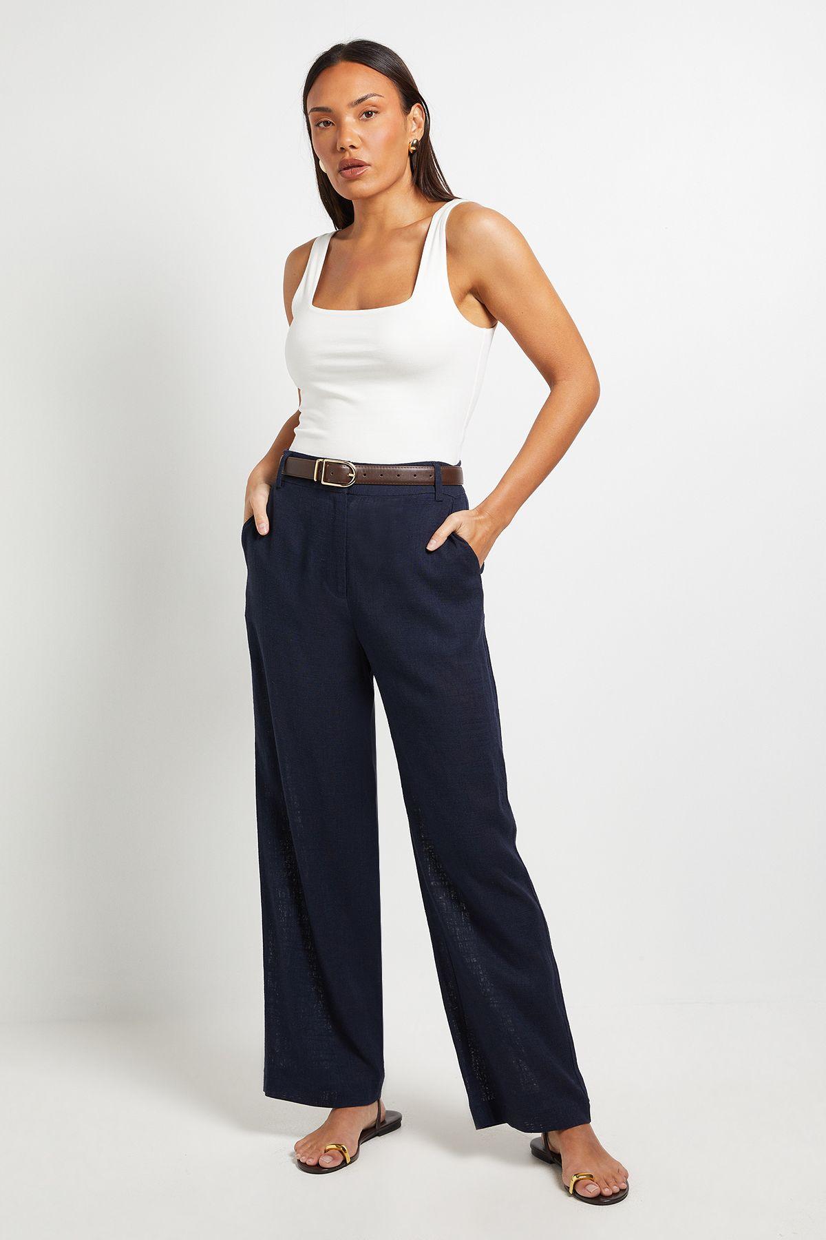 Linen Blend Straight Trouser by PRINCIPLES