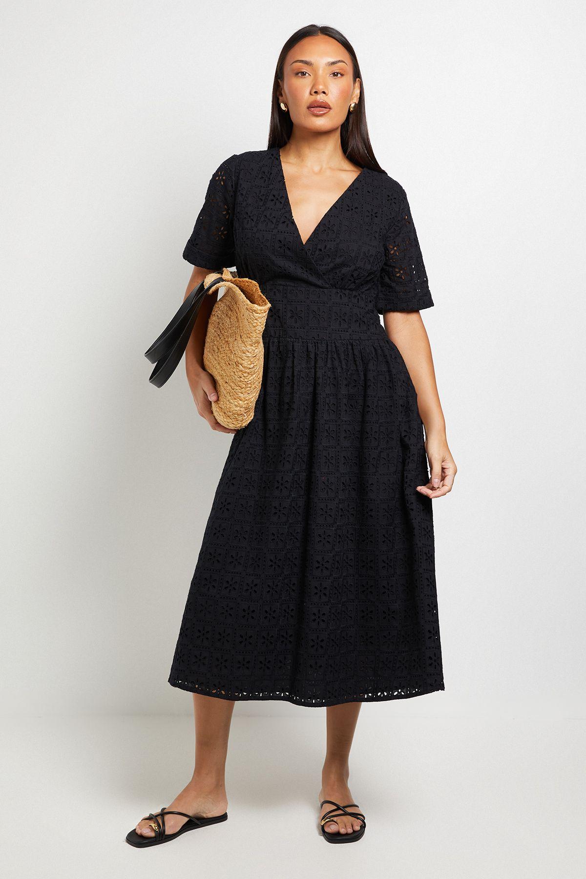 Mono Dropped Waist Broderie Midi Dress by PRINCIPLES