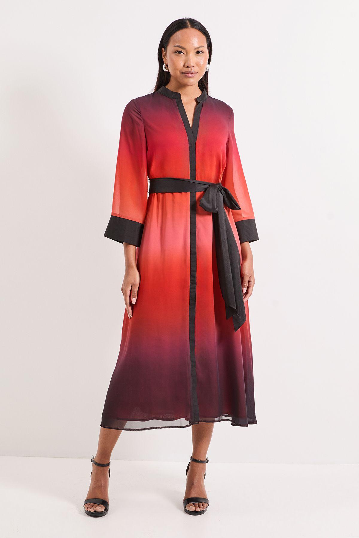 Ombre Organza Contrast Shirt Dress by PRINCIPLES