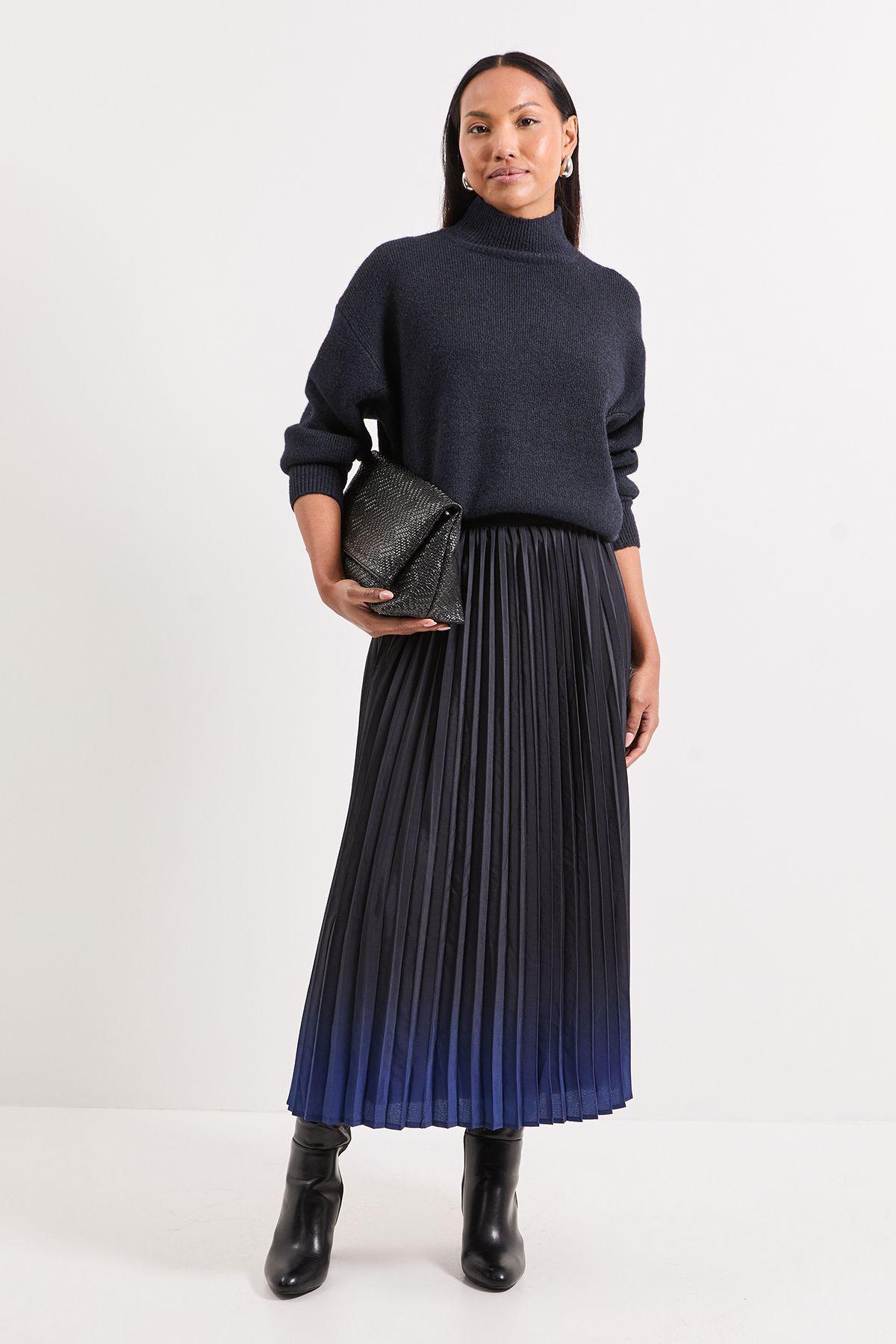 Ombre Print Pleated Midi Skirt by PRINCIPLES