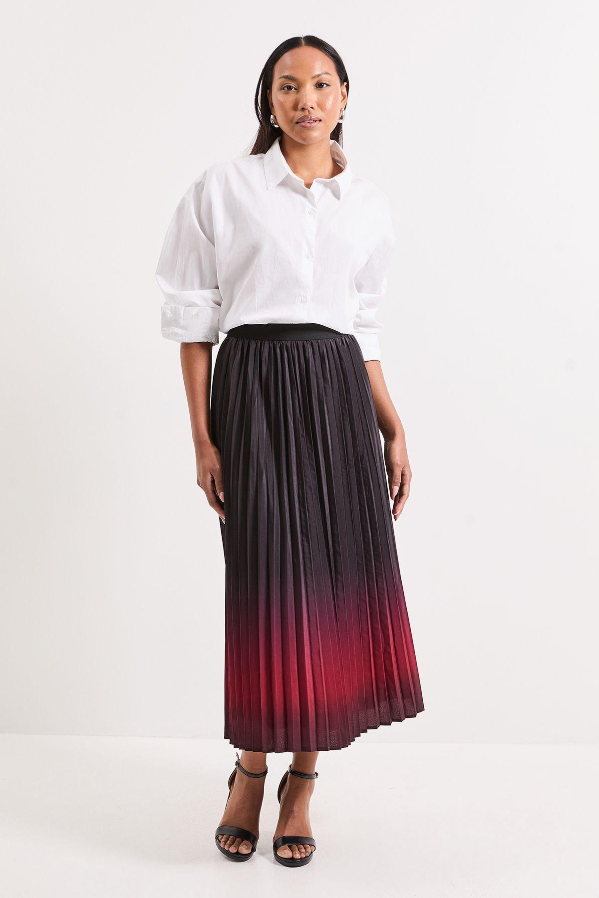 Ombre Print Pleated Midi Skirt by PRINCIPLES