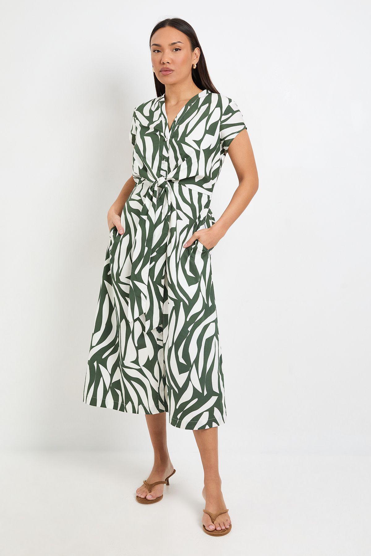Printed Cotton Tie Front Midi Shirt Dress by PRINCIPLES