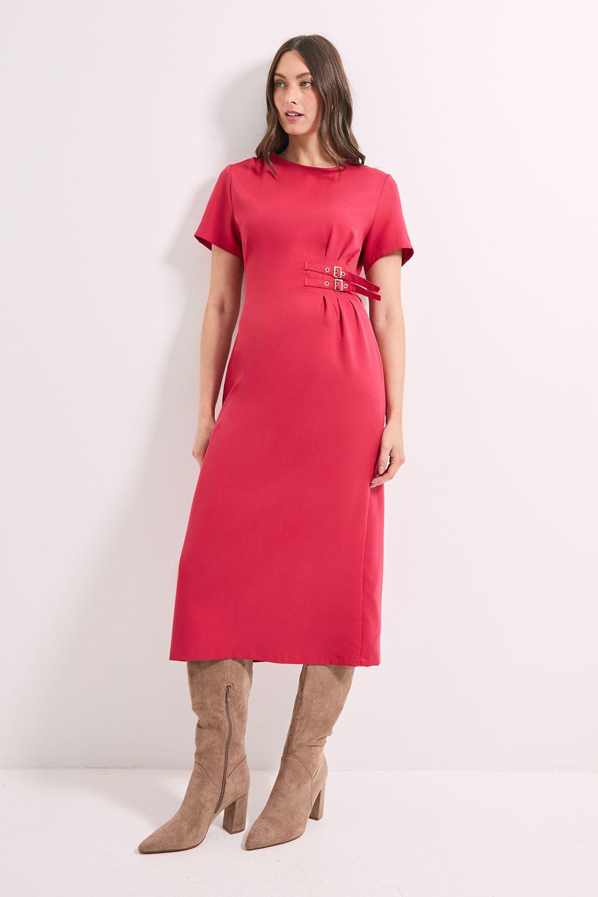 Tailored Buckle Crepe Midi Dress by PRINCIPLES