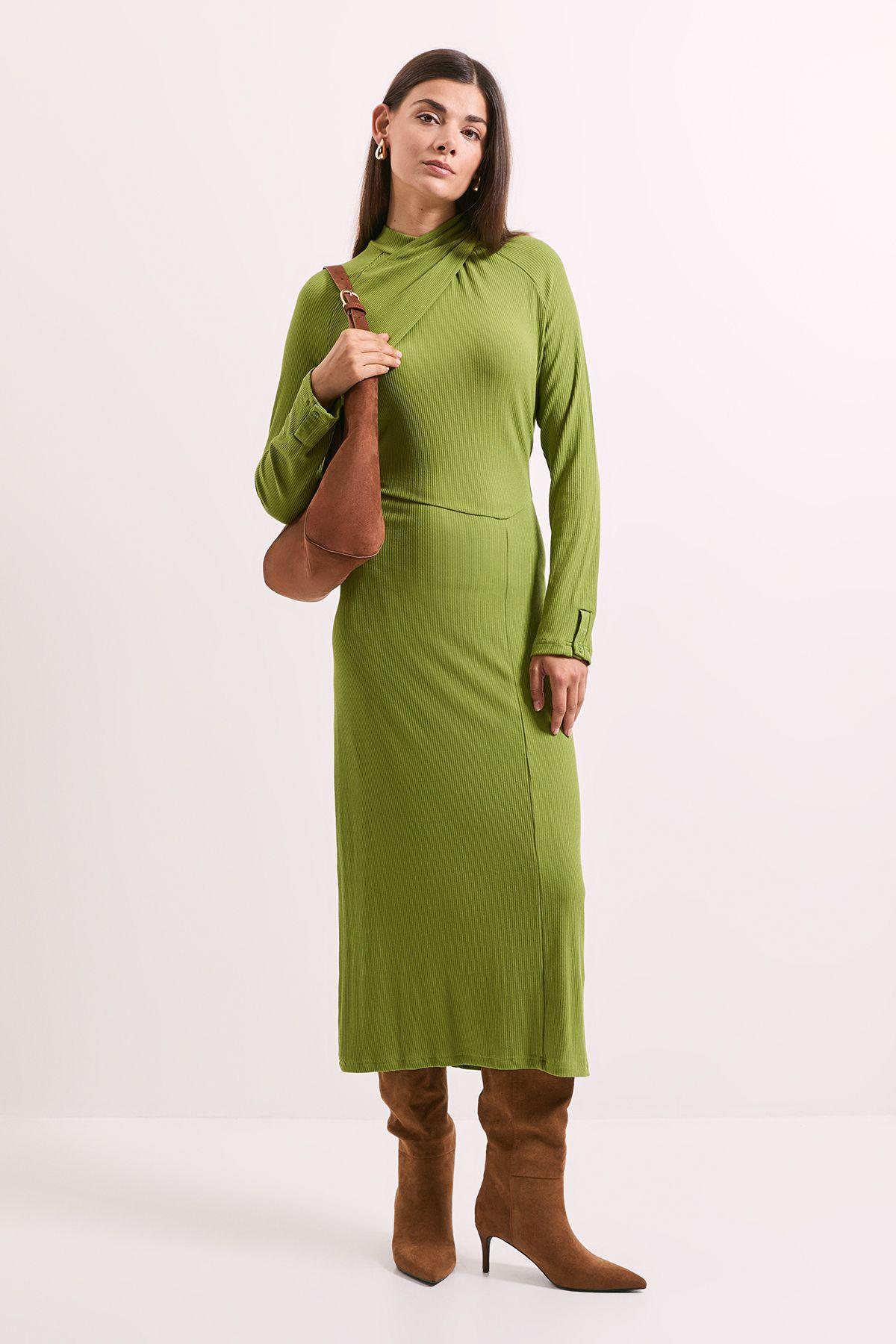 Twist Detail Ribbed Jersey Midi Dress by PRINCIPLES
