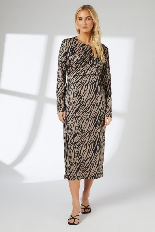Zebra Drape Neck Jersey Midi Dress by PRINCIPLES