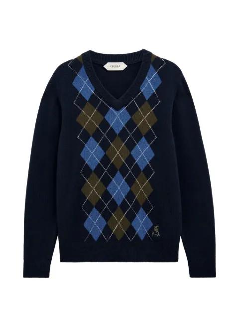 V-neck argyle sweater by PRINGLE OF SCOTLAND