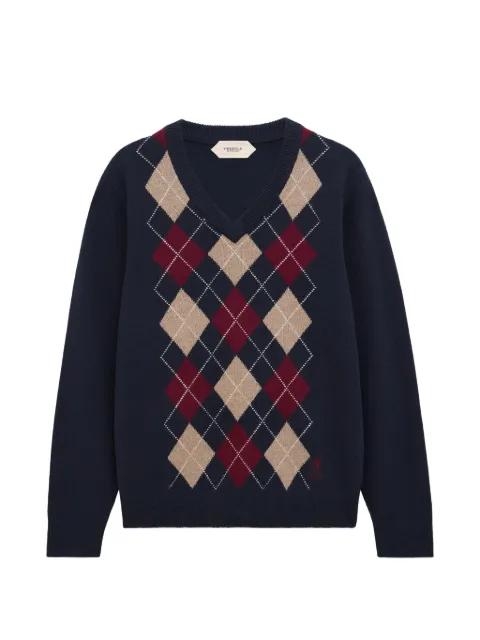 argyle V-neck sweater by PRINGLE OF SCOTLAND