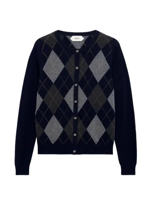 argyle crew-neck cardigan by PRINGLE OF SCOTLAND
