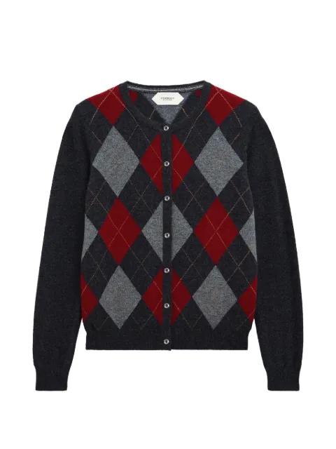 argyle crew-neck cardigan by PRINGLE OF SCOTLAND