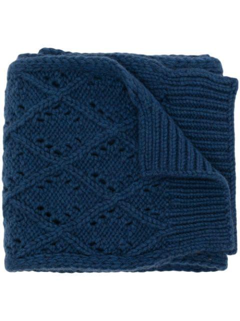 diamond eyelet-stitch wool scarf by PRINGLE OF SCOTLAND