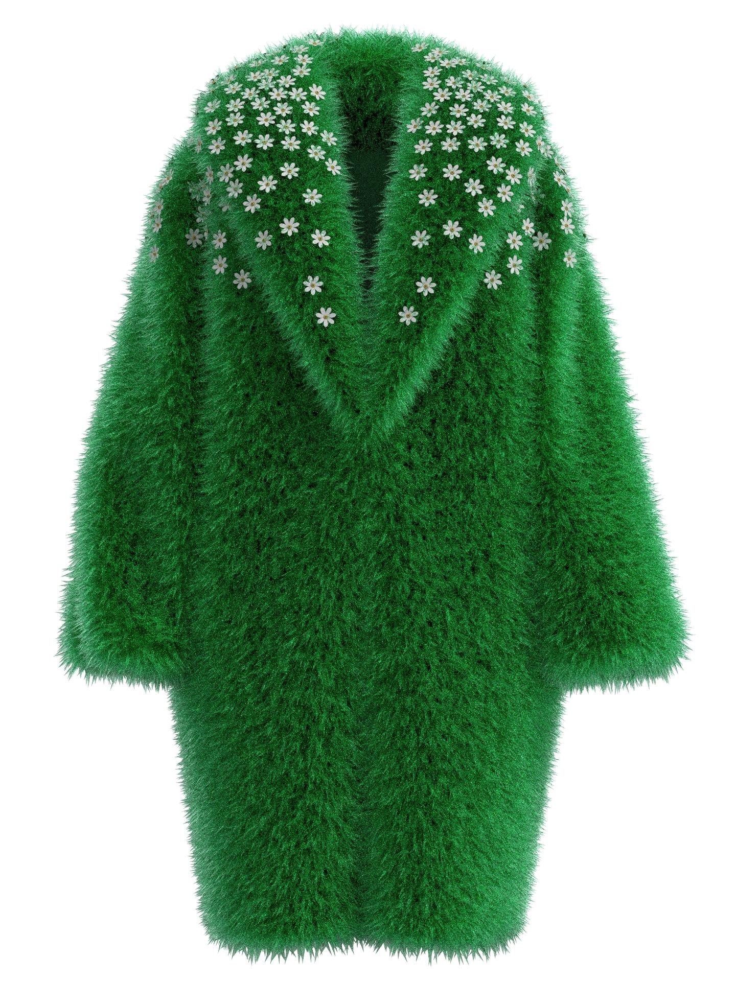 Grass fur coat by PRINTEMPS