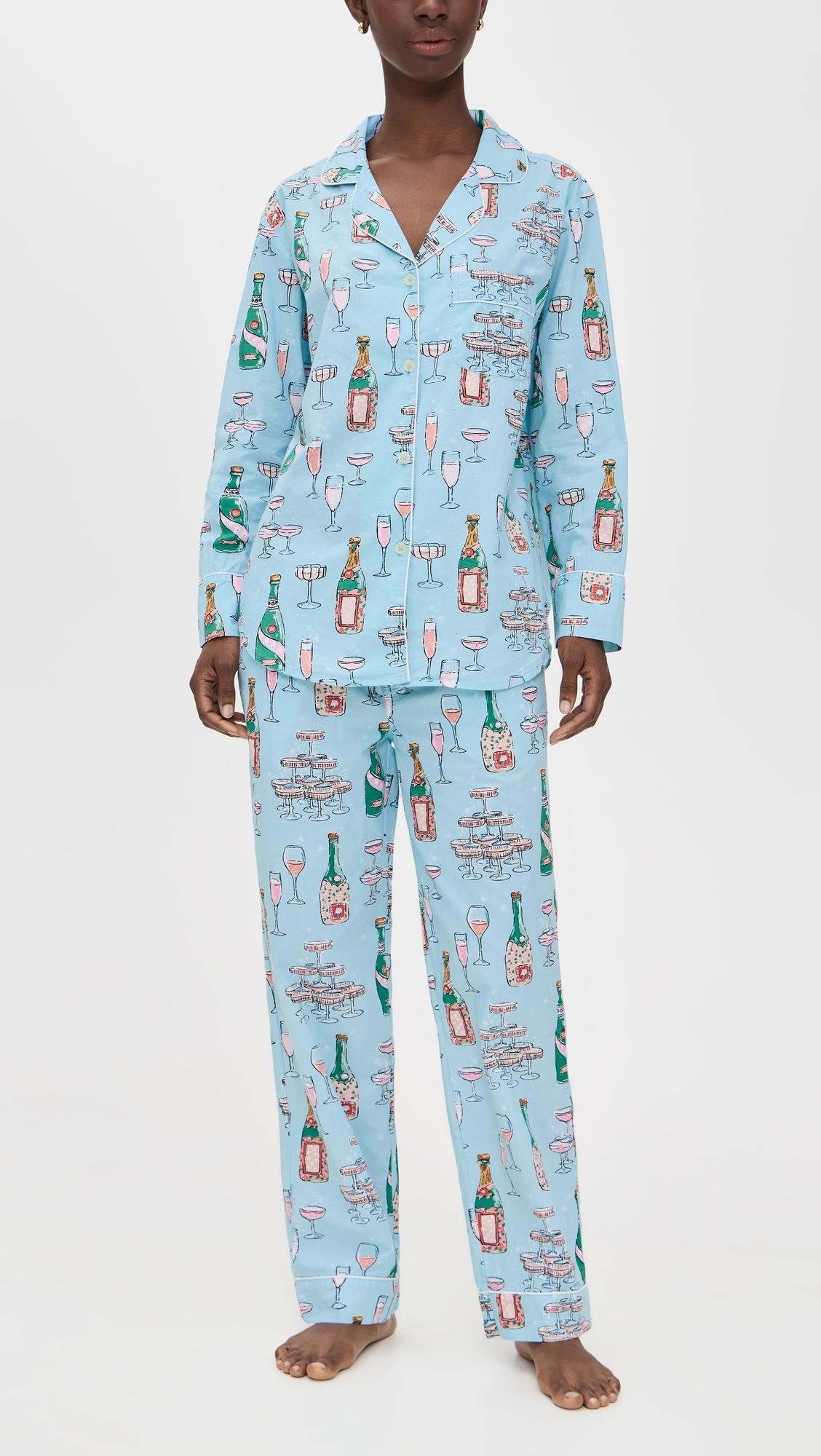 Champagne Tower Long PJ Set by PRINTFRESH