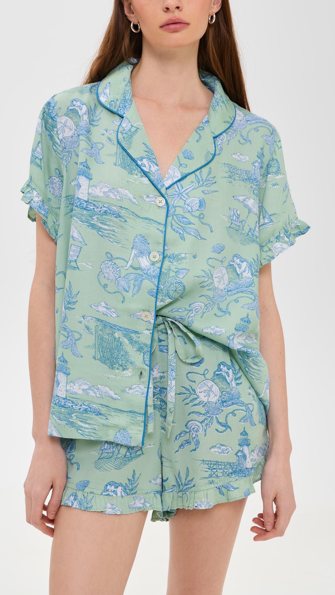 Satin Ruffle Pajama Set by PRINTFRESH