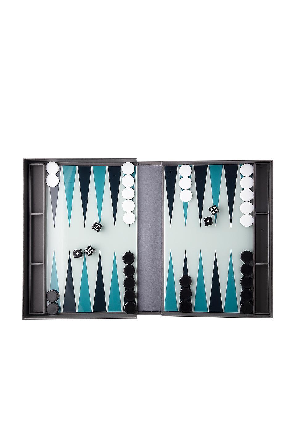 Printworks Classic Backgammon Set in Blue in Grey by PRINTWORKS