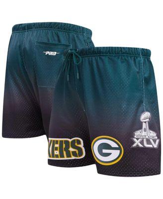 Men's Black, Green Green Bay Packers Ombre Mesh Shorts by PRO STANDARD