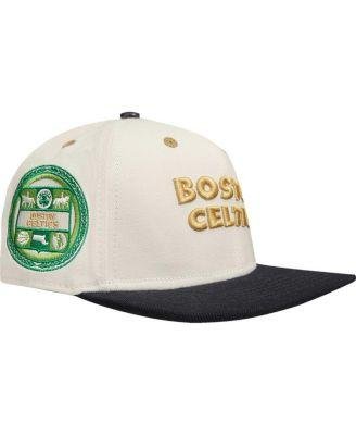 Men's Cream, Black Boston Celtics Album Cover Snapback Hat by PRO STANDARD