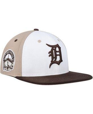Men's White, Brown Detroit Tigers Chocolate Ice Cream Drip Snapback Hat by PRO STANDARD