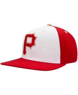 Men's White, Red Pittsburgh Pirates Strawberry Ice Cream Drip Snapback Hat by PRO STANDARD