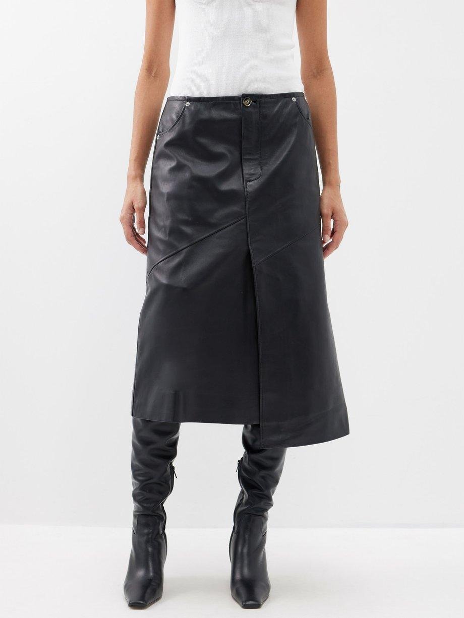 Asymmetric leather midi skirt by PROENZA SCHOULER