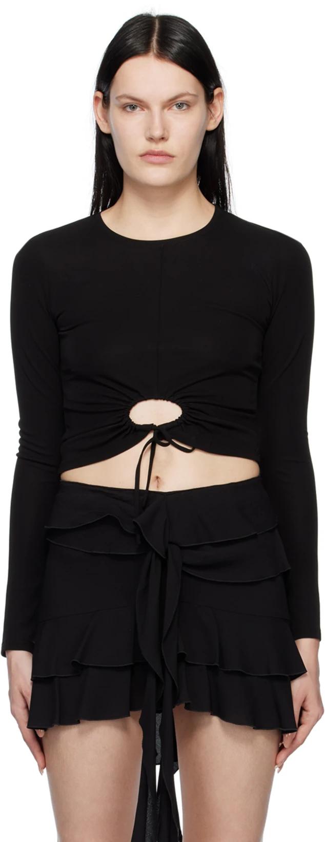 Black Proenza Schouler White Label Drawstring Long Sleeve T-Shirt by PROENZA SCHOULER