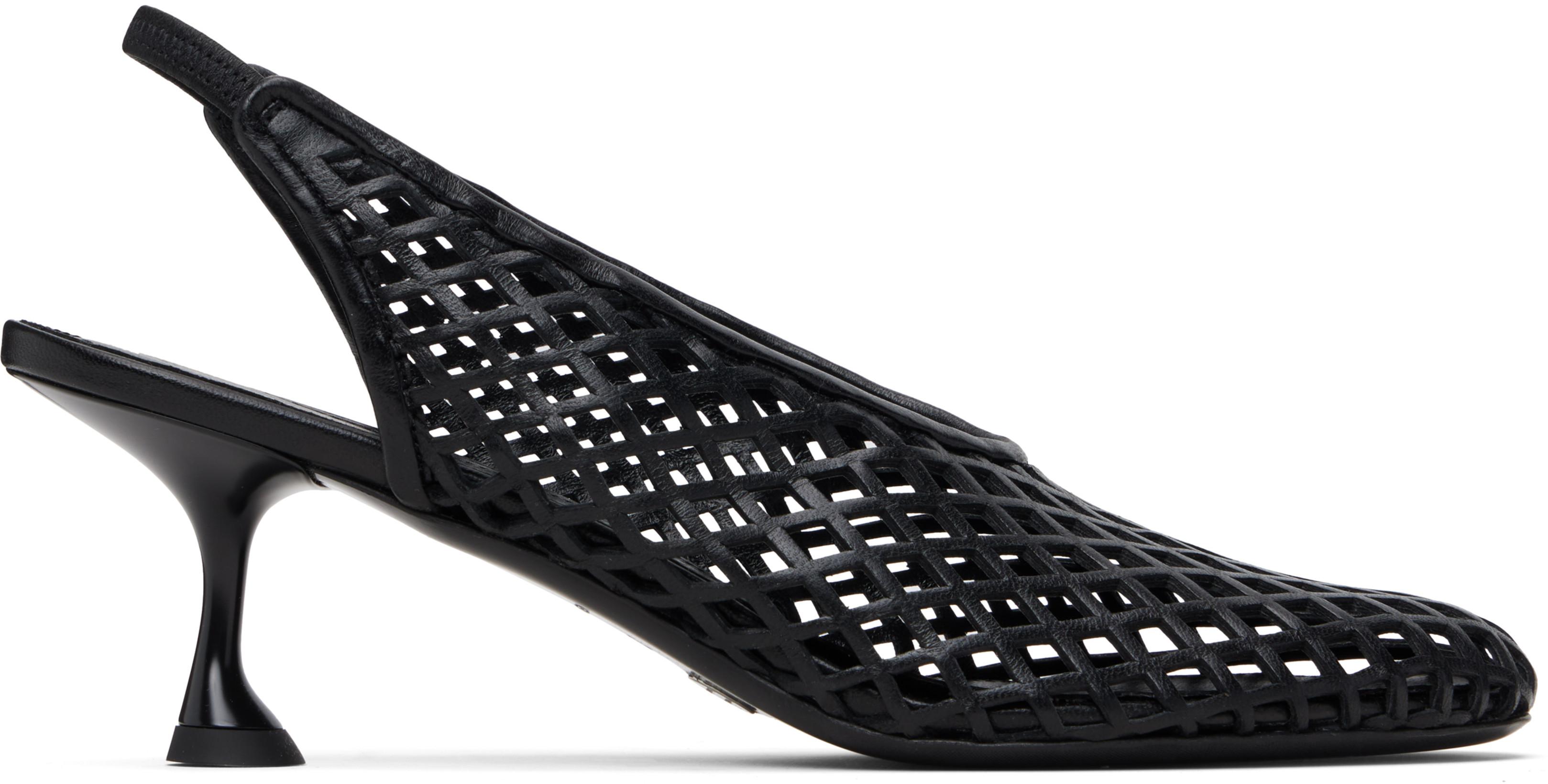 Black Tee Perforated Slingback Heels by PROENZA SCHOULER