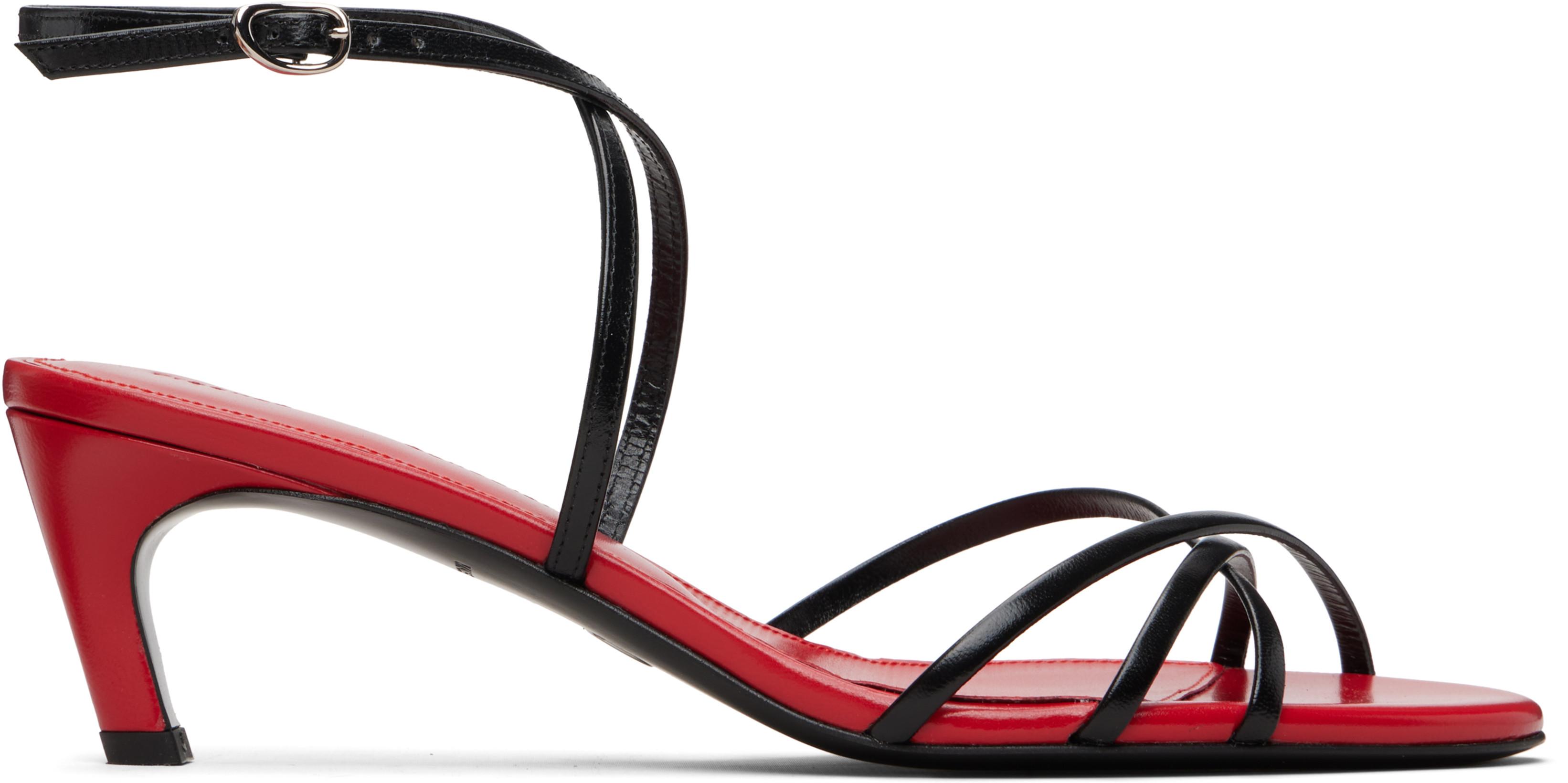 Black & Red Uma Ankle Strap Heeled Sandals by PROENZA SCHOULER