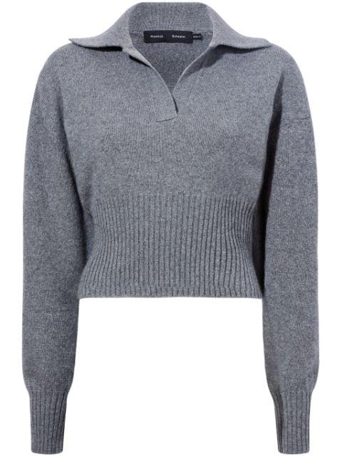 Jeanne split-neck ribbed-knit jumper by PROENZA SCHOULER