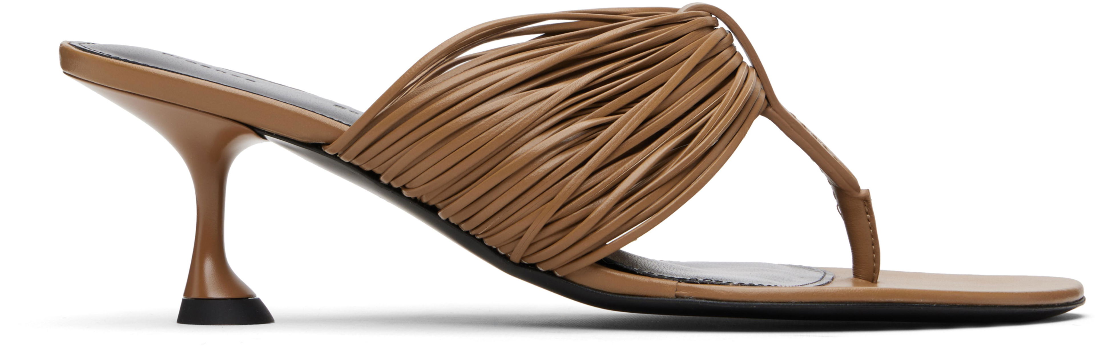 Khaki Cable T-Strap Heeled Sandals by PROENZA SCHOULER