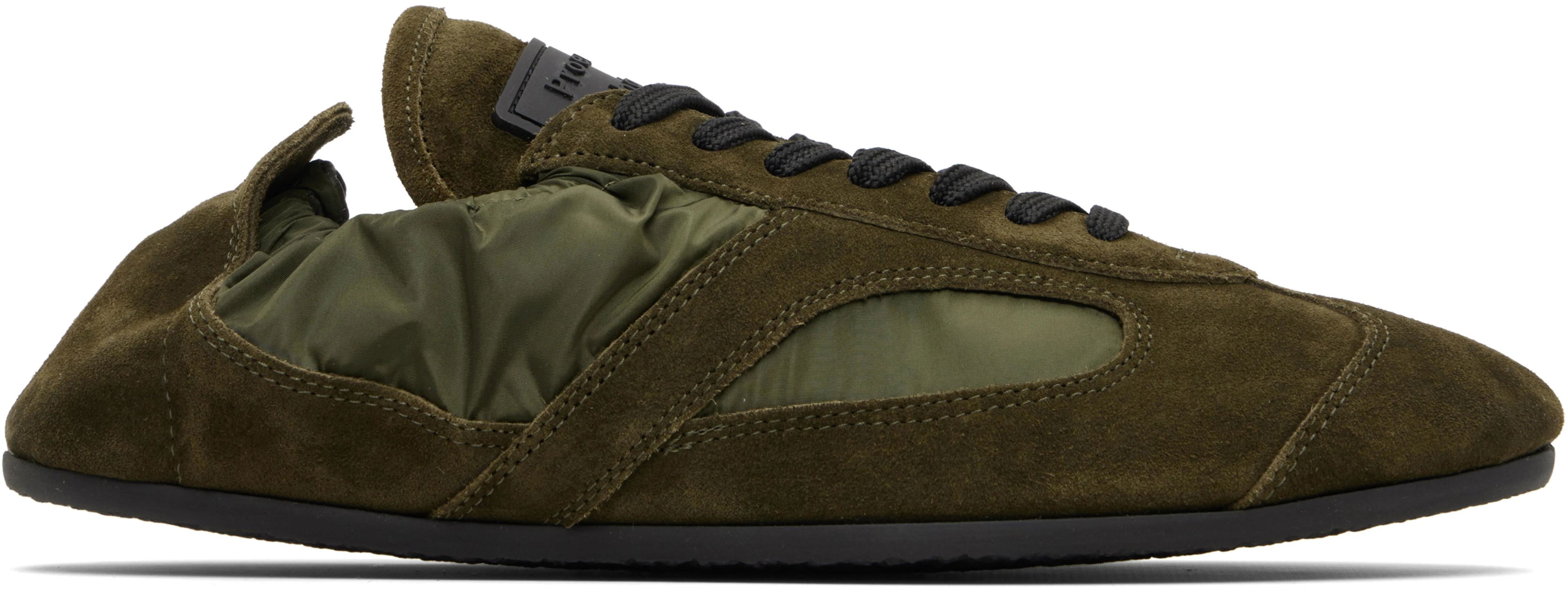 Khaki Nylon & Calfsuede Soft Track Sneakers by PROENZA SCHOULER