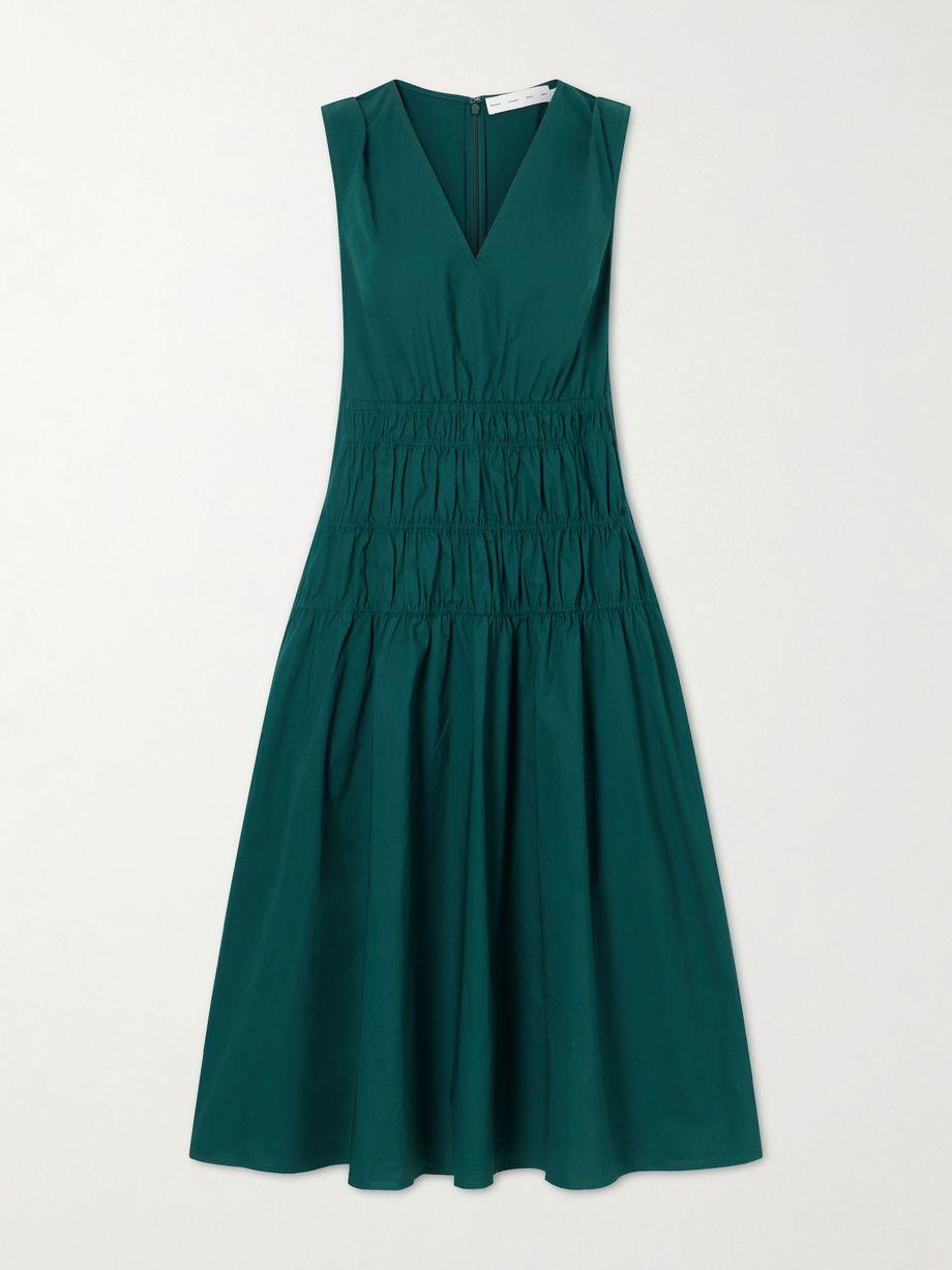 Loren shirred cotton-blend poplin midi dress by PROENZA SCHOULER